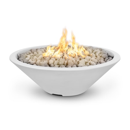 The Outdoor Plus 48 Round Cazo Fire Pit - GFRC Concrete - White - Spark Ignition with Flame Sense - Natural Gas OPT-CZNL48FSEN-LIM-NG